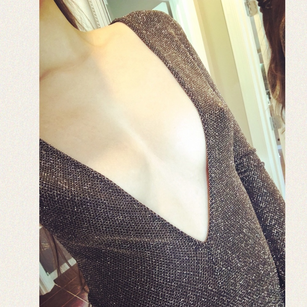 Long sleeved low cut top